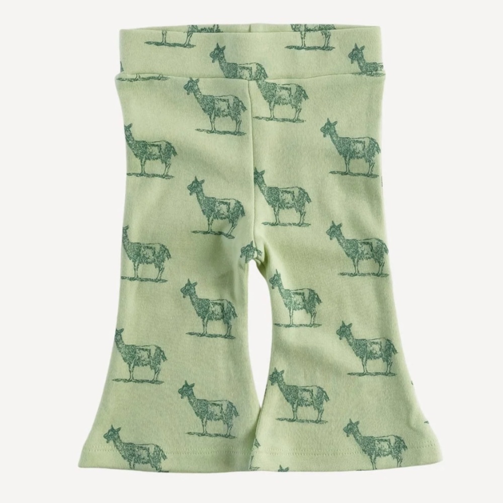 Flare Leg Pants, soft organic cotton Billy the Goat 🐐 print by Kate Quinn - Picture 1 of 5